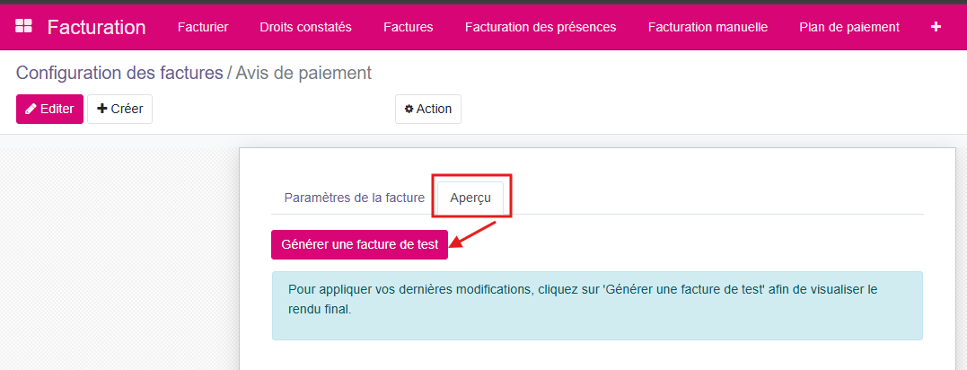 Exemple de facture avec légende