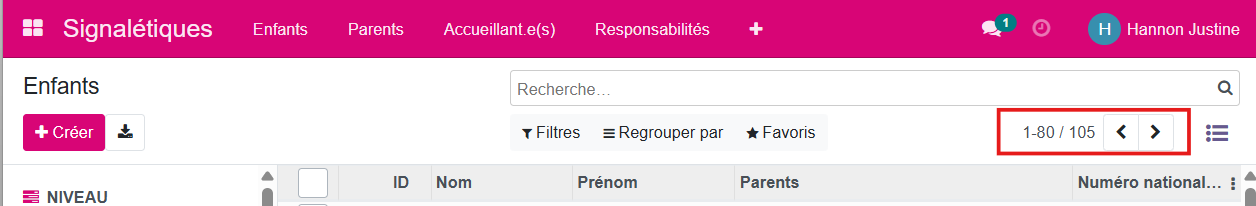 Affichage des listes