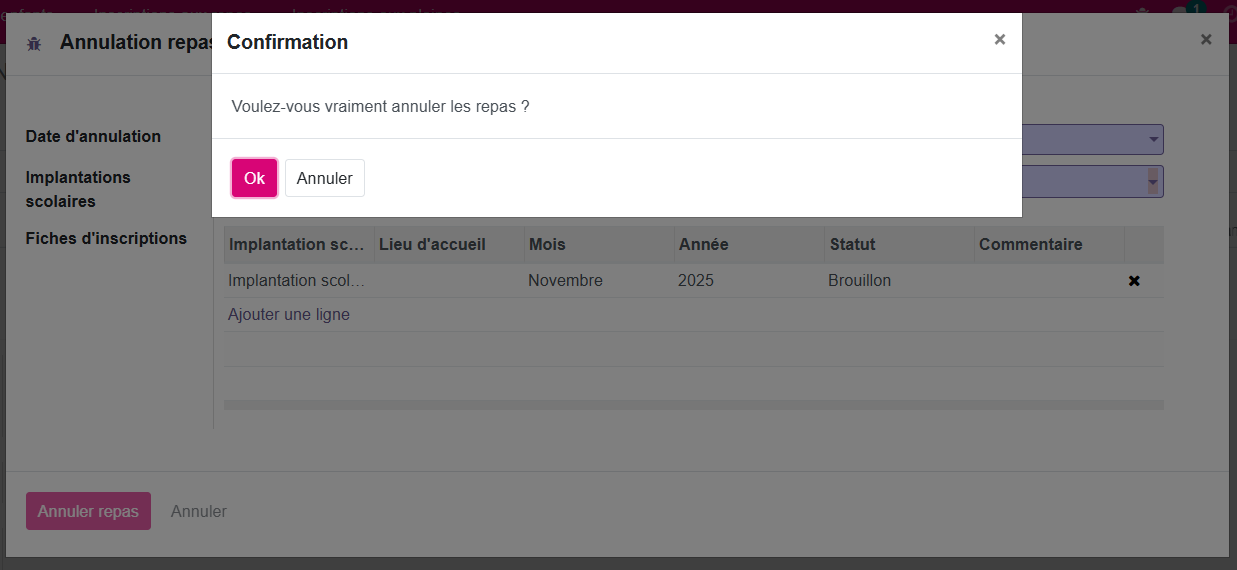 Annulationn repas