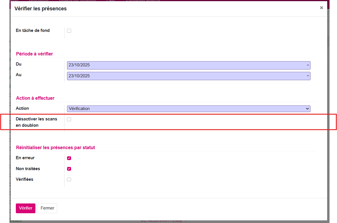 Vérification présence 4