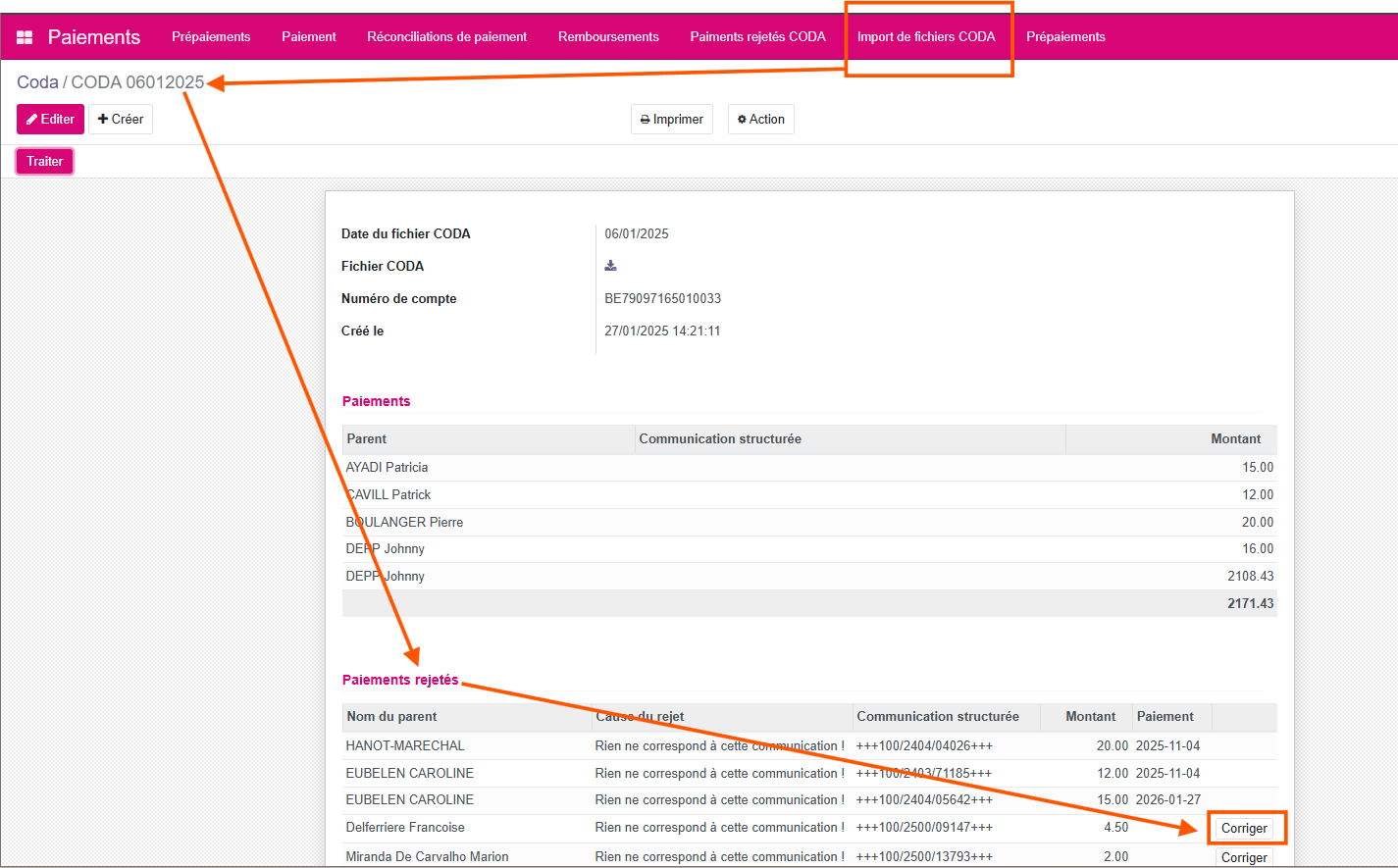 paiement coda traite