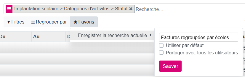 Enregistrer une vue listée