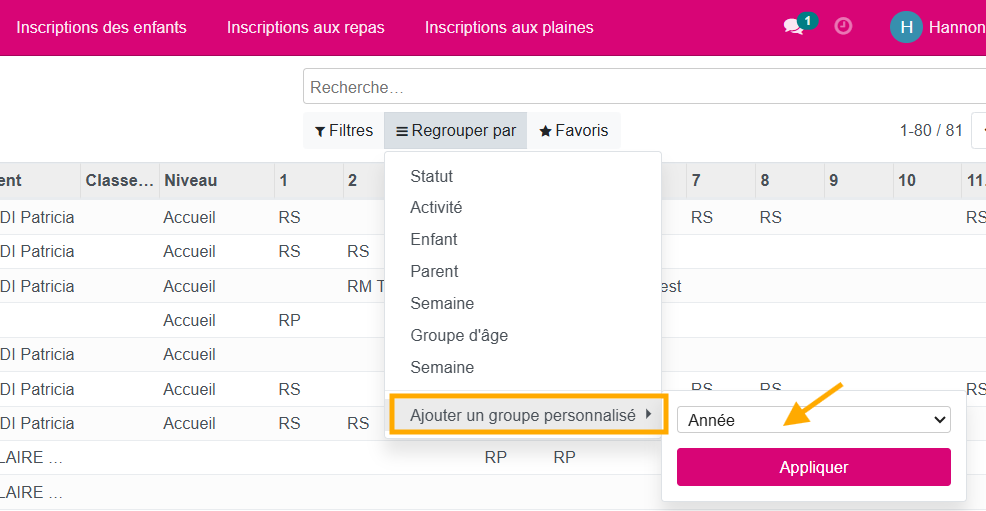 Exporter les fiches d'inscriptions