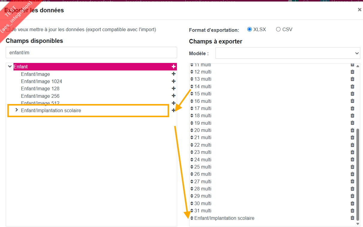 Exporter les fiches d'inscriptions