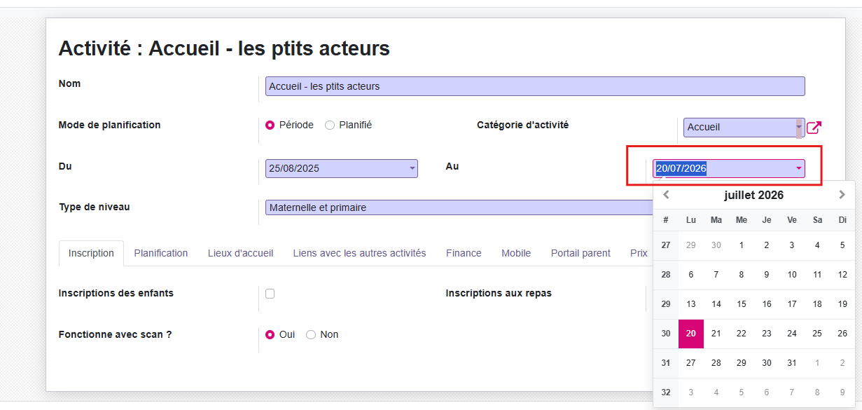 Exemple modification date