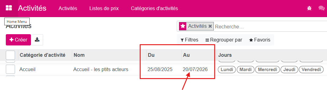 Exemple modification date