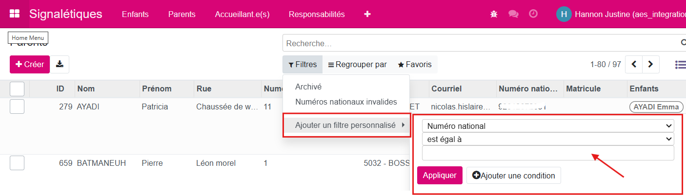 Filtre numéros nationaux manquants