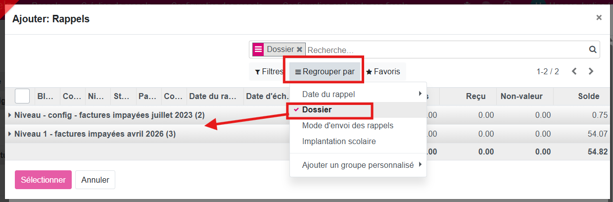 Création rappel niveau 2