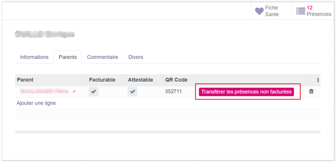 transfère des présences