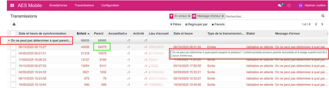 transmission en erreur 