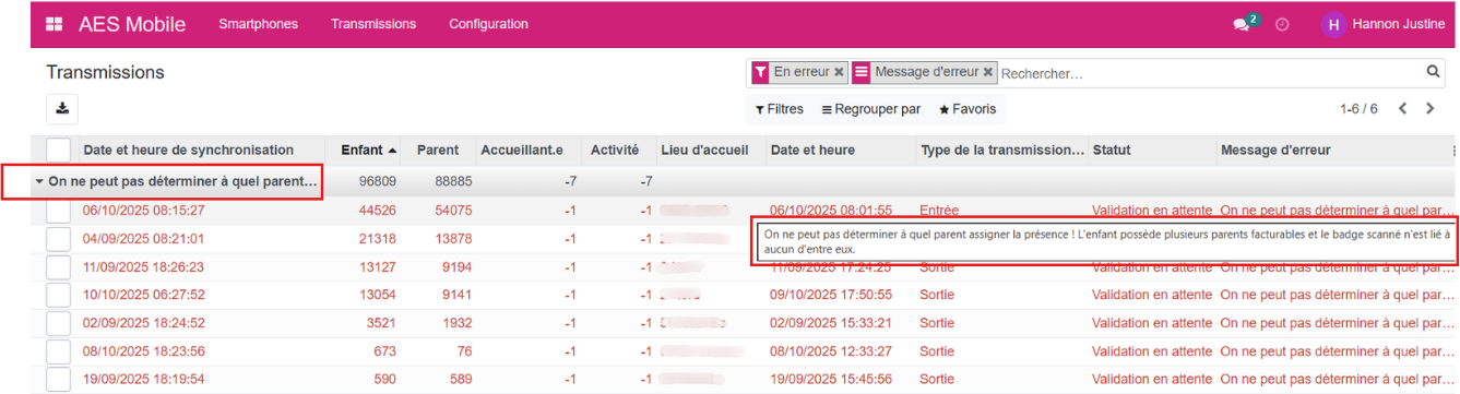 transmission en erreur 