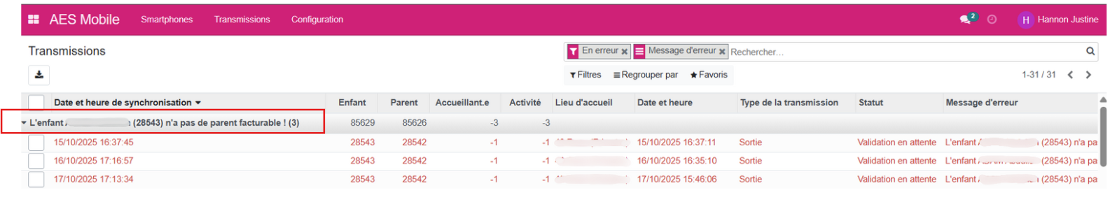 transmission en erreur 