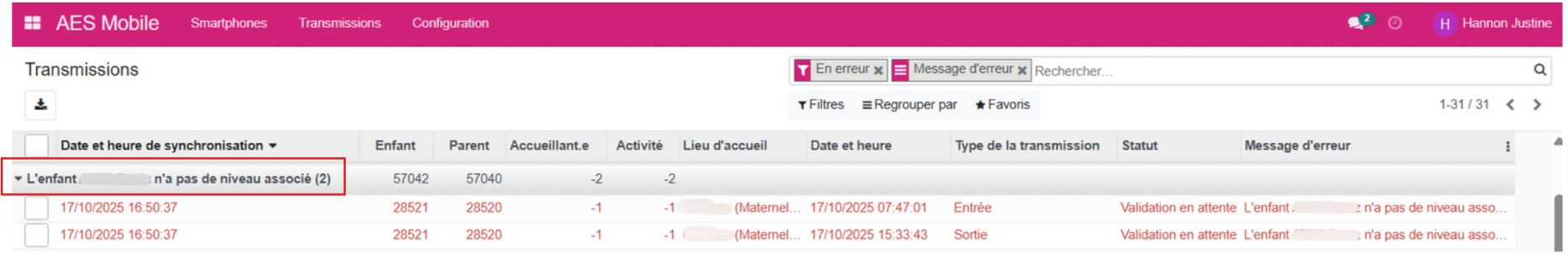 transmission en erreur 