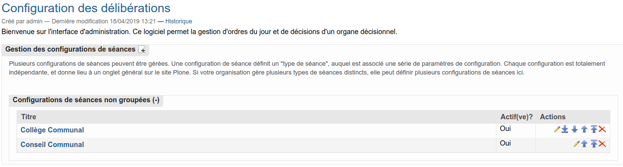 Configuration - visualisation config séance (général)