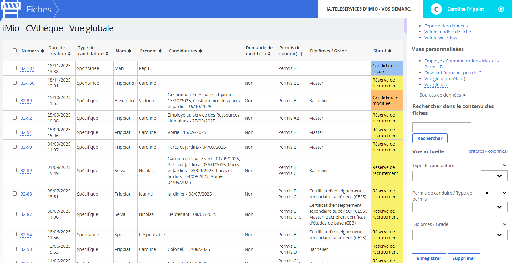 Tableau de la Cvthèque