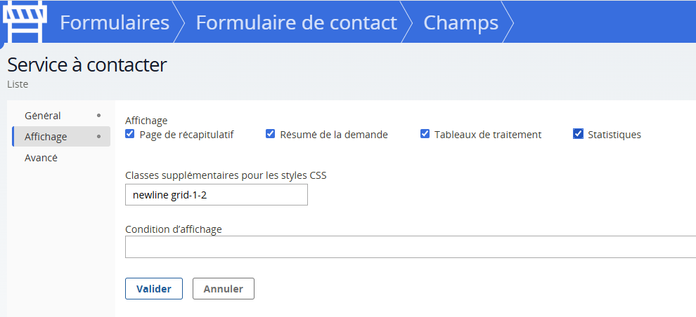 Ajouter le paramètre Statistiques