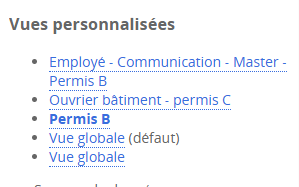 Retrouver une vue personnalisée