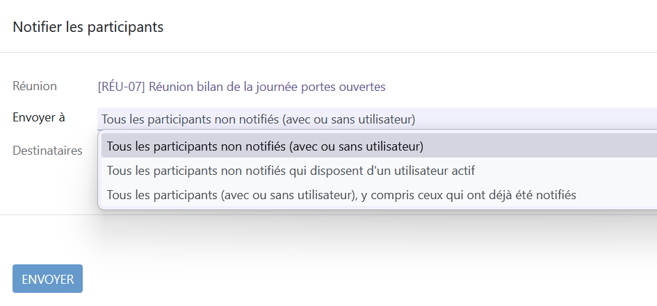choix de notif réunion