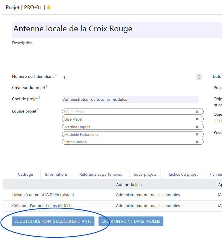 points existants dans delib