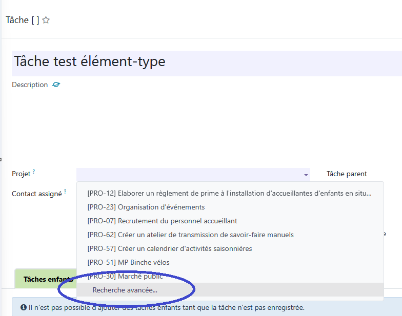 projet type