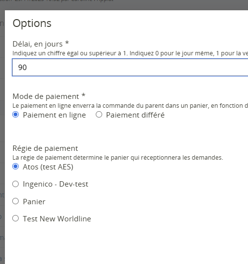 Options pour les Mercredis
