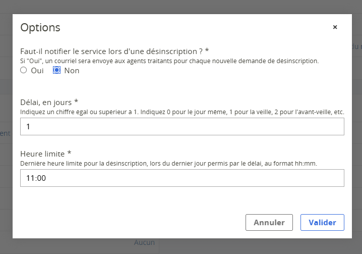 Options pour les mercredis