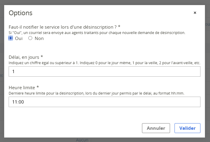 Options pour les Journées pédagogiques